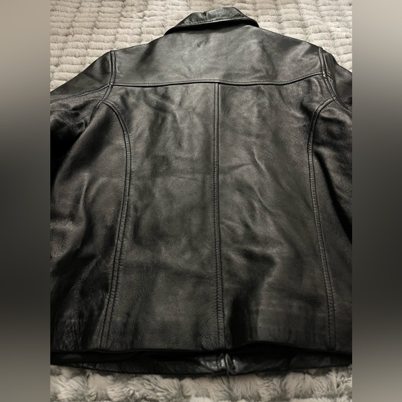 AMBITION NEW YORK WOMENS GENUINE BLACK LEATHER JACKET SZ 14 LARGE BLAZER - Picture 6 of 10